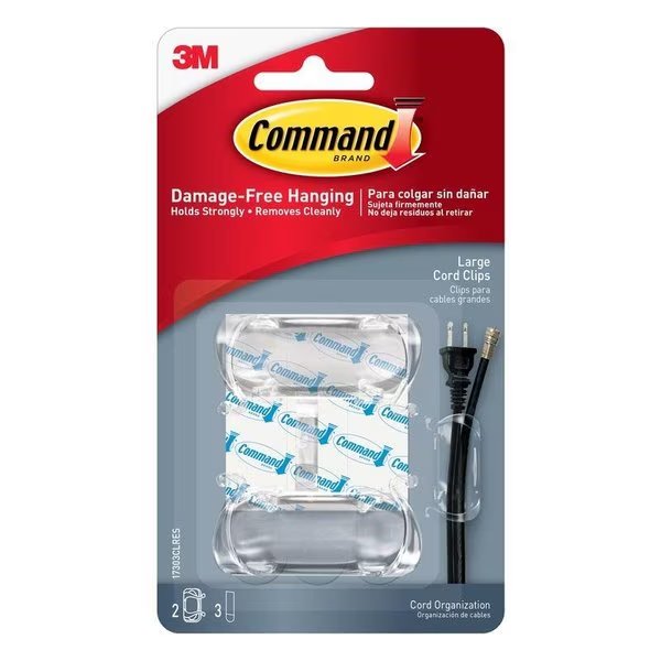 Command 0.5 in. L Clear Plastic Cord Clips, Scotch, Mfr#: 17303CLRES
